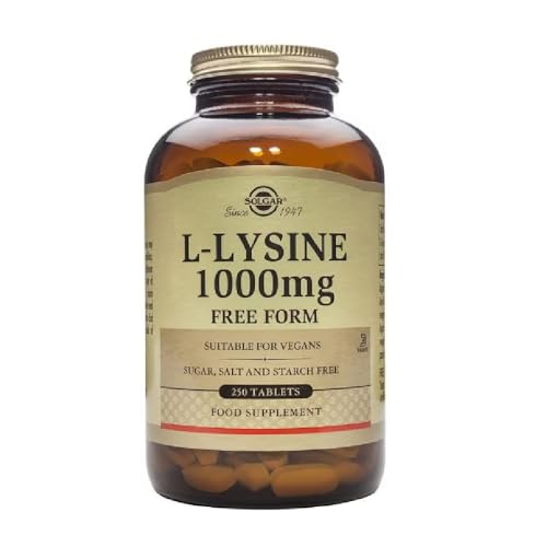 Solgar L-Lysine 1000 mg, 250 Tablets - Enhanced Absorption and Assimilation - Promotes Integrity of Skin and Lips - Collagen Support - Amino Acids - Non-GMO, Vegan, Gluten Free - 250 Servings