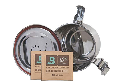 CVault by Boveda | 2 oz Storage Container | Air Tight & Light Resistant | Food Grade Stainless Steel | Includes 62% RH 8-gram Boveda Pack