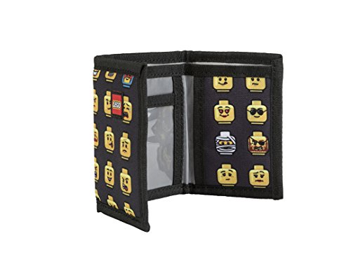 LEGO Trifold Wallet, Kids Unisex Wallet for Boys and Girls, with Clear ID Window, Card and Cash Pockets and Secure Hook and Loop Closure, Minifigure