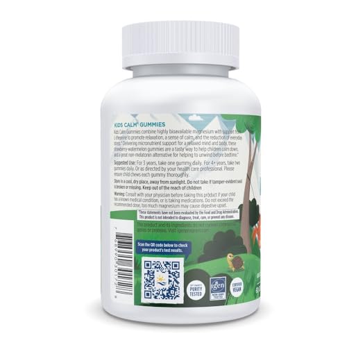 Nordic Naturals Kids Calm Gummies - Strawberry Watermelon - 60 Gummies - Magnesium L-Theanine Supplement - Calming for Kids - Relaxation Support - Up to 60 Servings