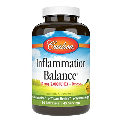 Carlson - Balanced Omega-3 & Omega-6 Ratio, with D3, Norwegian, Wild-Caught Fish Oil Supplement with Fatty Acids, Sustainably Sourced Fish Oil Capsules, 90 Softgels