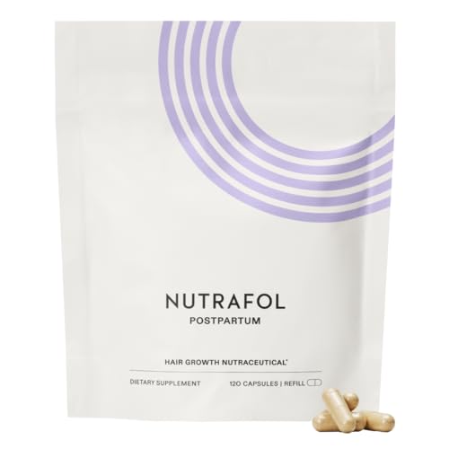 Nutrafol Postpartum Hair Growth Supplements, Clinically Tested for Visibly Thicker Hair and Less Shedding, Breastfeeding-Friendly - 1 Month Supply, 1 Refill Pouch