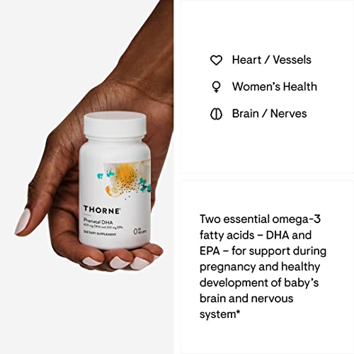 THORNE - Prenatal DHA - 650 mg DHA and 200 mg of EPA - Supports Baby’s Brain and Nervous System Development from Pregnancy to Nursing* - 60 Capsules