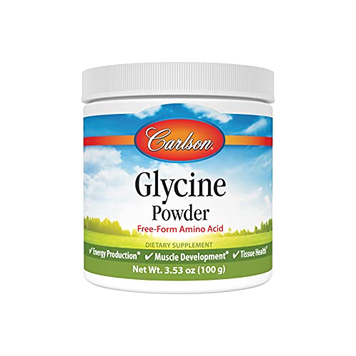 Carlson - Glycine Powder, 2000 mg Glycine, Amino Acid Powder, Energy Production, Muscle Development Powder, Glycine Supplement Powder, 3.53 oz (100 g)