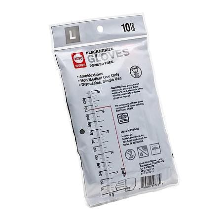Black Nitrile Disposable Gloves: 5 Mil, Latex & Powder Free, Large, 10 Count
