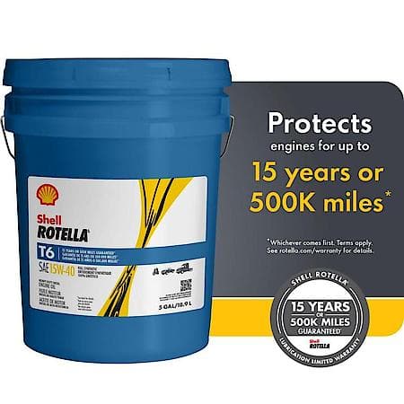 T6 15W-40 Full Synthetic Diesel Engine Oil, Protects Against Wear, 5 Gallon