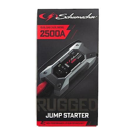 RUGGED 3-in-1 12V Lithium 2500A Jump Starter and Portable Power Pack: 2.4A USB