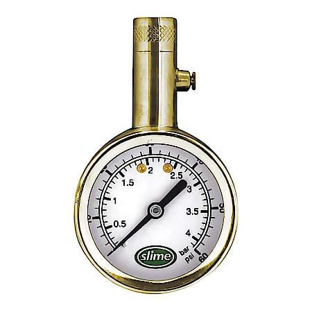 Brass Dial Tire Gauge: 5-60 PSI, Durable, Easy To Read, Bleeder Button