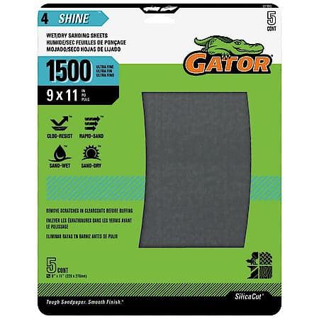 9" x 11" Waterproof Sanding Sheets, 1500 Grit, 5 Pack