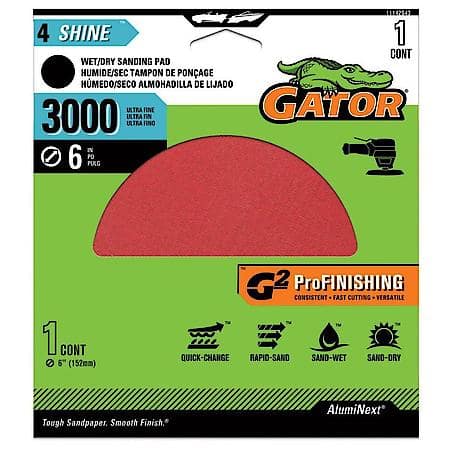 6" Hook and Loop Aluminum Oxide Sanding Discs, 3000 Grit, 1 Pack
