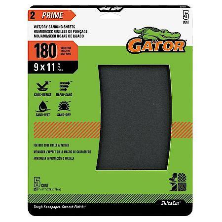9" x 11" Waterproof Sanding Sheets, 180 Grit, 5 Pack
