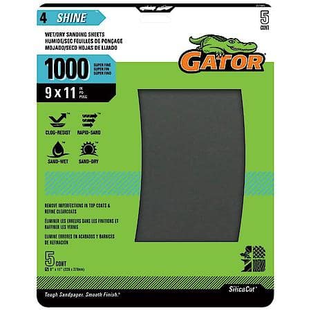 9" x 11" Waterproof Sanding Sheets, 1000 Grit, 5 Pack