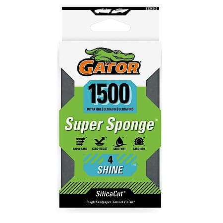 3" x 5" x 1" Waterproof Sanding Sponge, 1500 Grit, 1 Pack