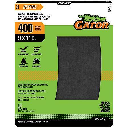9" x 11" Waterproof Sanding Sheets, 400 Grit, 5 Pack