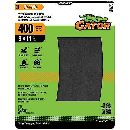 9" x 11" Waterproof Sanding Sheets, 400 Grit, 5 Pack