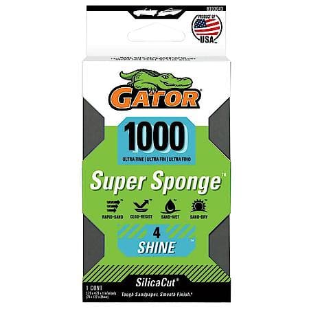 3" x 5" x 1" Waterproof Sanding Sponge, 1000 Grit, 1 Pack