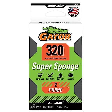 3" x 5" x 1" Waterproof Sanding Sponge, 320 Grit, 1 Pack