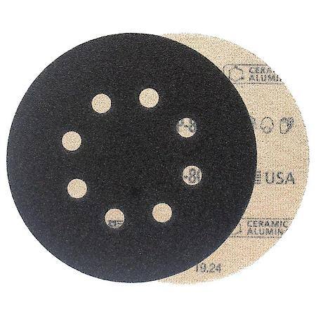 5" 8-Hole Hook and Loop Ceramic Sanding Discs, 80 Grit, 10 Pack