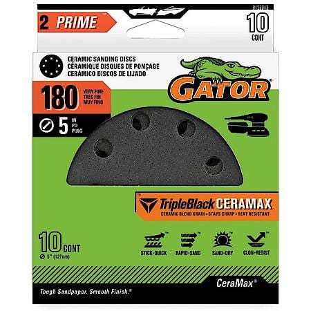 5" 8-Hole Hook and Loop Ceramic Sanding Discs, 120 Grit, 10 Pack