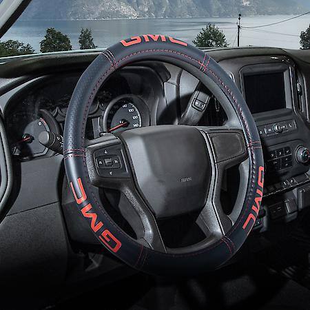 GMC Deluxe Steering Wheel Cover: Premium Leather-Like Design, Fits 14.5┐15 in.