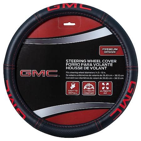 GMC Deluxe Steering Wheel Cover: Premium Leather-Like Design, Fits 14.5┐15 in.