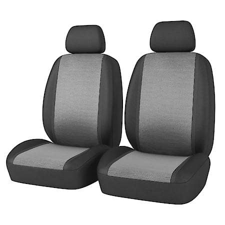 Economy Black Car & SUV Seat Cover: Black, Jacquard & Faux Leather, Low Back, Metallic, Universal, 2 Pack