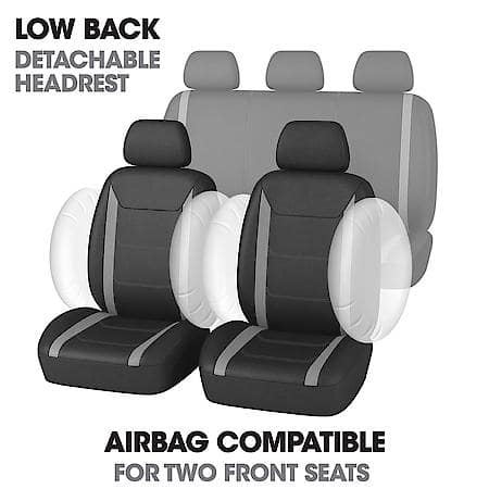 Economy Black Car & SUV Seat Cover: Black And Grey, Polyester, Low Back, Breathable, Universal, 4 Pack