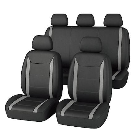 Economy Black Car & SUV Seat Cover: Black And Grey, Polyester, Low Back, Breathable, Universal, 4 Pack