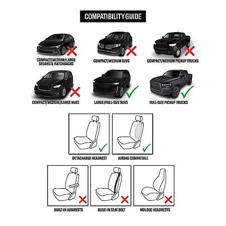 2-Piece Black Houston Front Truck Seat Covers