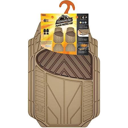 4-Piece Tan-Brown All-Season Floor Mats, Trims to Fit