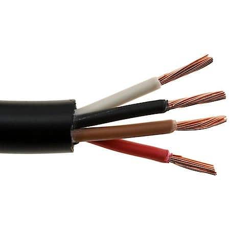 14/4 Gauge PVC Insulation Multi Conductor Jacketed Black/Brown/White/Red Trailer Wire (Sold by foot)