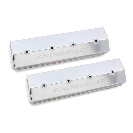 GM Fabricated Aluminum Valve Cover - Silver - Center Bolt - SBC
