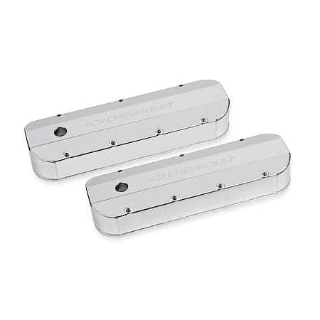GM Fabricated Aluminum Valve Cover - Silver - BBC - With Hole