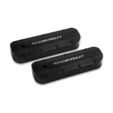 GM Fabricated Aluminum Valve Cover - Black - BBC - With Hole