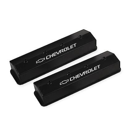 GM Fabricated Aluminum Valve Cover - Black - Center Bolt - SBC