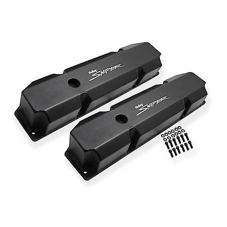 Fabricated aluminum valve cover pair short bolt; black; 1965-78 Chrysler 383-440