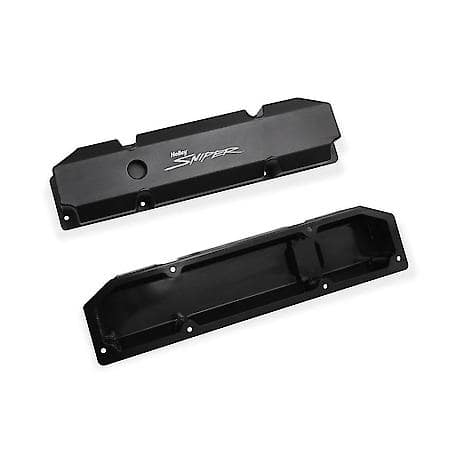 Fabricated aluminum valve cover pair short bolt; black; 1965-78 Chrysler 383-440