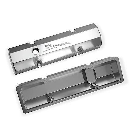 Fabricated aluminum valve cover flat top pair; silver; 1958-86 Chevy 283-400 sma