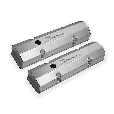 Fabricated aluminum valve cover flat top pair; silver; 1958-86 Chevy 283-400 sma