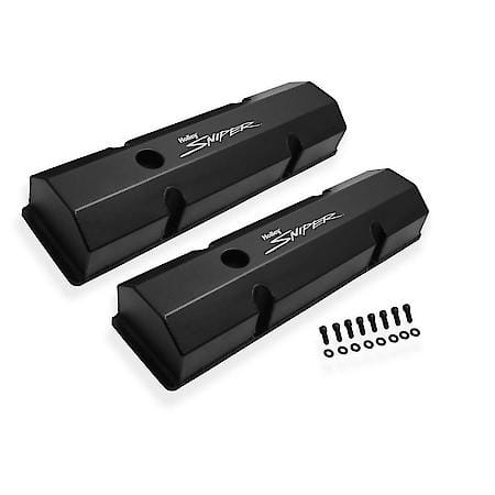Fabricated aluminum valve cover flat top pair; black; 1958-86 Chevy 283-400 smal