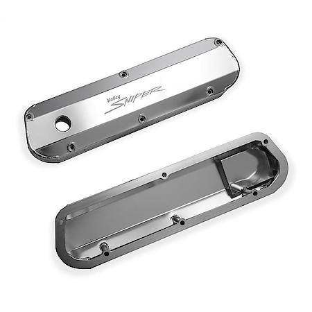 Fabricated aluminum valve cover pair w/1/4in. thick billet rail; silver; 1962-85