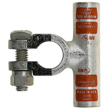 2/0 (00) Gauge Crimp or Solder Negative Flag Top Post Battery Terminal (Sold by each)