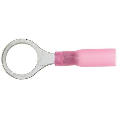 22 To 18 Gauge 3/8 Inch Crimp Solderless Heat Shrink with Sealant Red Ring Terminal (Sold by each)