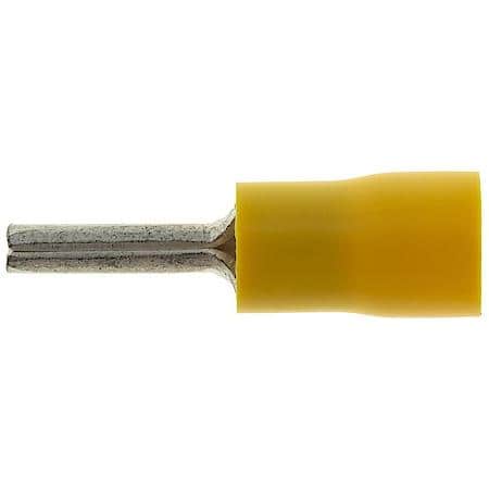 12 To 10 Gauge .075 PVC Crimp Solderless Yellow Pin Terminal (Sold by each)