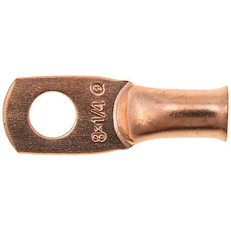 8 Gauge 1/4" Crimp or Solder Copper Lug (Sold by each)
