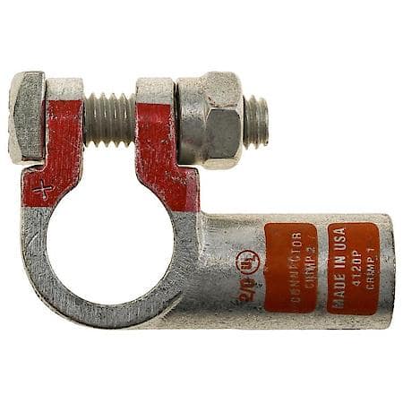 2/0 (00) Gauge Crimp or Solder Positive Right Elbow Top Post Battery Terminal (Sold by each)