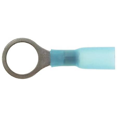 16 To 14 Gauge 3/8" Crimp Solderless Heat Shrink with Sealant Blue Ring Terminal (Sold by each)