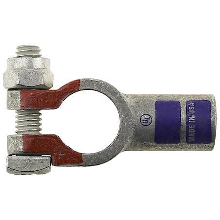 3/0 (000) Gauge Crimp or Solder Straight Positive Top Post Battery Terminal (Sold by each)