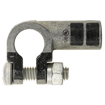 1/0 (0) Gauge Crimp or Solder Negative Left Elbow Top Post Battery Terminal (Sold by each)