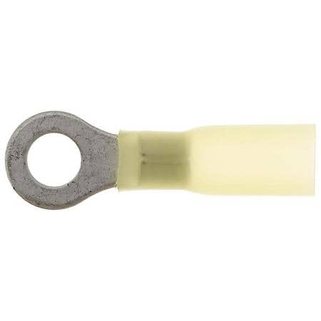 12 To 10 Gauge 1/4 Inch Crimp Solderless Heat Shrink with Sealant Yellow Ring Terminal (Sold by each)